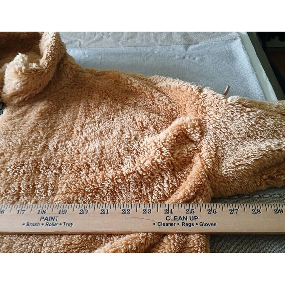 Socialite Curve Women's 1X Sherpa Teddy Bear Jacket Brown Fluffy Soft Comfy Cozy - Picture 8 of 8